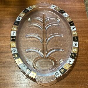 Vintage Serving Platter with Gold and Black Trim